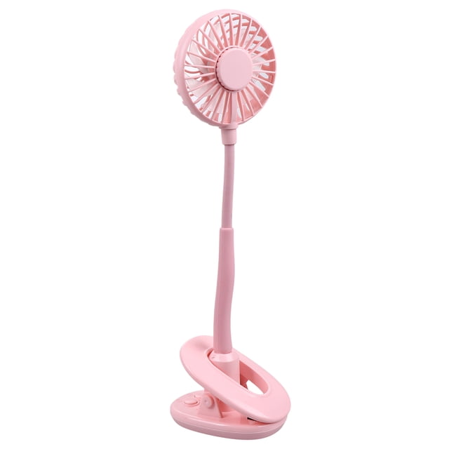 WHAMVOX 1Pc USB Powered Clip On Fan for Bed with Ambient Lighting Plastic Clamp Shape Pink