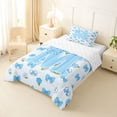 thumbnail image 2 of Castle Fairy Blue Bow Letter M Twin Comforter Sets 3-Piece for Girls,Cute Flowers Bedding Set, 2 of 6