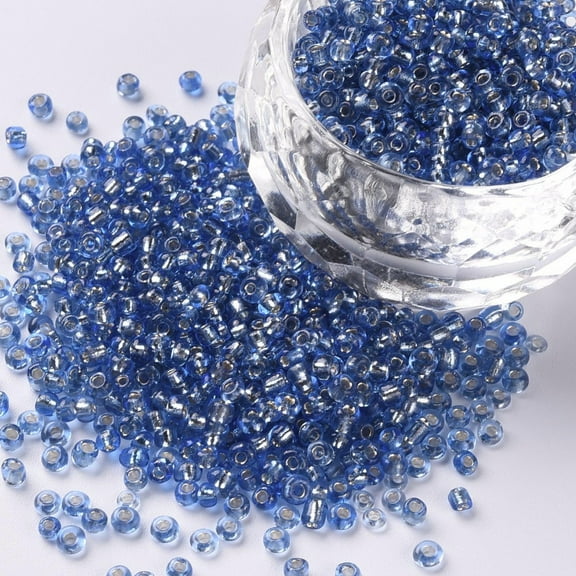 12/0 Glass Seed Beads Silver Lined Round Hole Round Royal Blue 2mm Hole: 1mm about 30000 beads/pound
