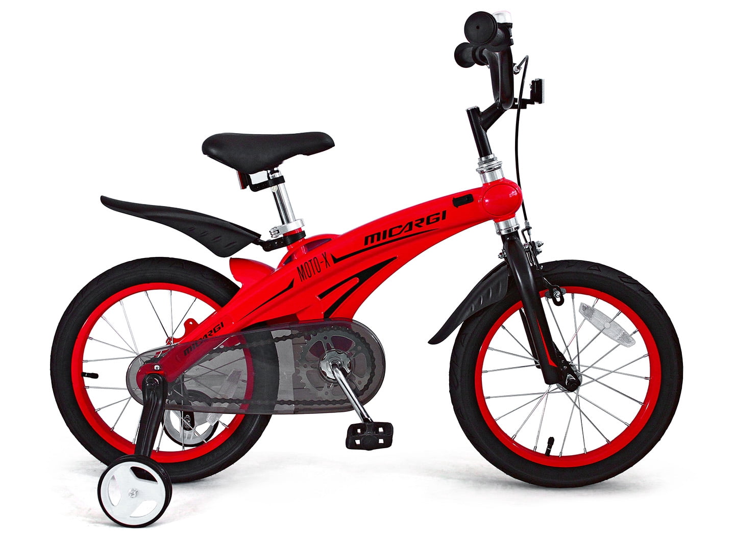 USToyOutlet 16" Frame Magnesium Alloy Bicycle with Rear Coaster Brake & Front Caliper Brake One Piece Crank Red Rims Black Tire Kid's Bike - Red
