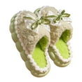 thumbnail image 5 of Women's Slippers Flat Heel Closed Toe Slip-on House Slides Slippers Casual Indoor Outdoor Checkered Thick Warm Slippers Shoes for Women Green 5.5, 5 of 5