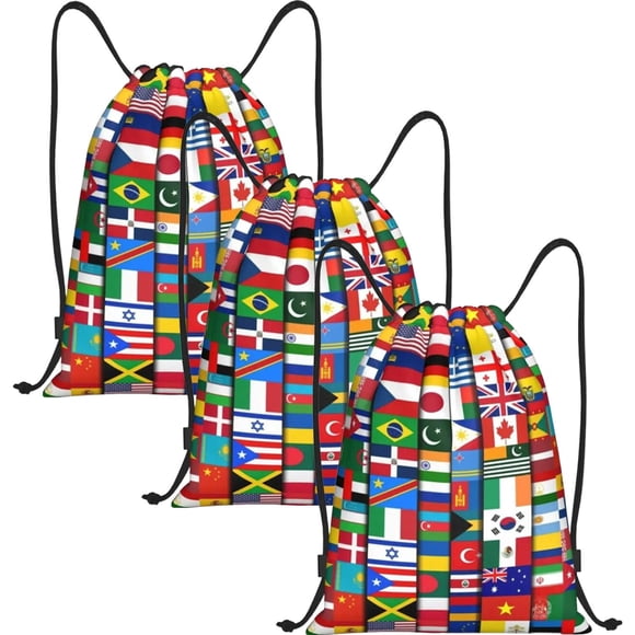 Mochila Deportiva VentDepot GloFlagsLace 3 Piezas Capacidad 10 kg Estampado de Banderas