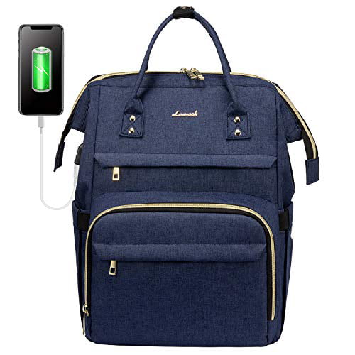 Navy Laptop Backpack for Women Fashion Travel Bags Business Computer Purse Work Bag with USB Port