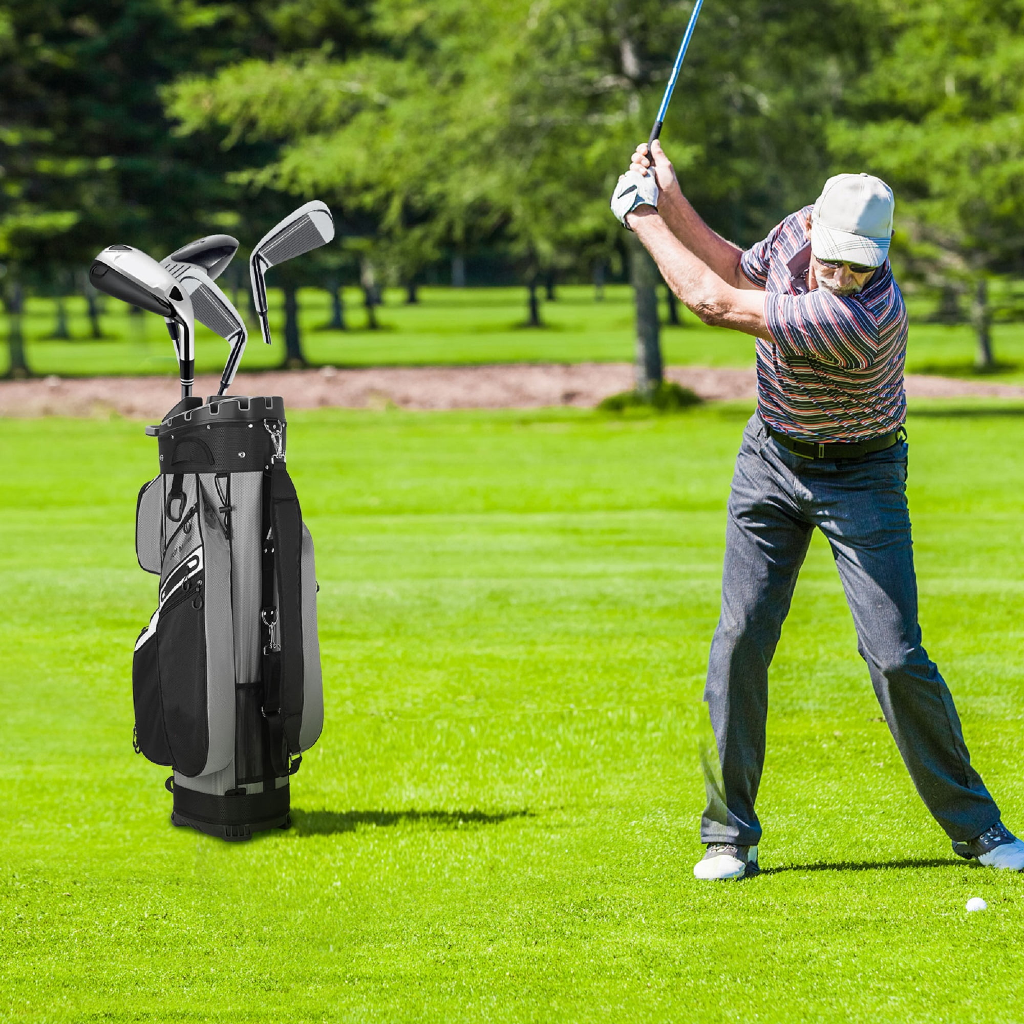 YEAHIBABY Golf Cart Bag in Black Featuring Resilient Material and 14 Way Club Organizer
