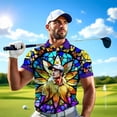 thumbnail image 4 of HOMYGIFTS Custom Face Stained Glass Golf Polo Shirt, Personalized Men’s Short Sleeve Sports Polo with Photo, Colorful Artistic Print, 4 of 10