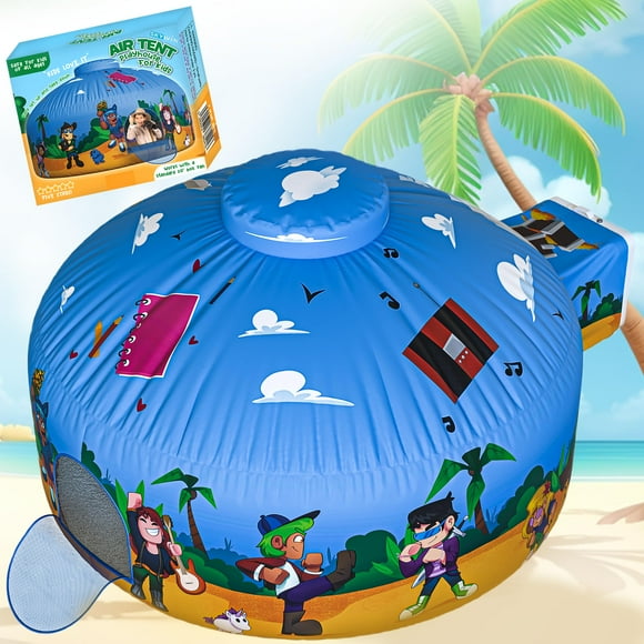 Skywin Air Tent Playhouse for Kids Blox Style with Door - 77x50 Inches Inflatable Kids Tent Sets Up and Stores Away in Seconds (Fan NOT Included) (Blox-Style with Door)