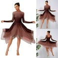 thumbnail image 5 of YiZYiF Women's Liturgical Praise Dance Dress Gradient Color Long Sleeve Tunic Lyrical Dancewear Brown M, 5 of 6