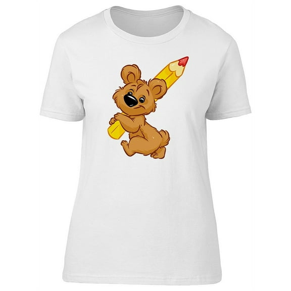 Cute Bear With A Pencil Tee Women's -Image by Shutterstock