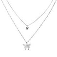thumbnail image 2 of SSKFHGI Double Crystal Butterfly Silver Gold Chain Necklace Gift Xmas Christmas, 2 of 8