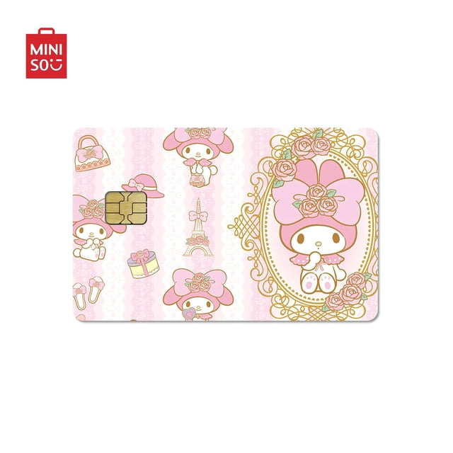Miniso-pegatina de tarjeta Original de Hello Kitty Cinnamoroll, tarjeta de crédito de Anime Kawaii, tarjeta de débito Sanrio, pegatinas mate de Pvc, regalos