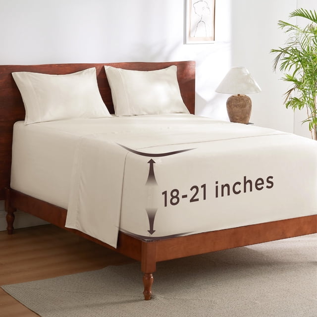Juego de ropa de cama Bedsure King, 4 piezas, GentleSoft Ivory, 53 cm, ajuste
