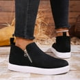 thumbnail image 3 of Ankle Boots for Women Platform Nonslip Zip up Short Booties Suede Round Toe Casual Walking Shoes Flats, 3 of 6
