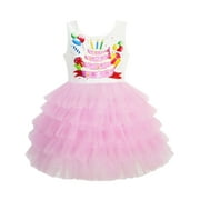 Girls Dress Birthday Princess Ruffle Dress Cake Balloon Print 3