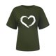 thumbnail image 5 of ICHUANYI Clearance Women Short Sleeves Crewneck Heart-shaped Print Casual Tops Blouse T-shirt(Army Green, L) ICHUANYI WER2023080701569, 5 of 9