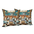thumbnail image 5 of Ambesonne Cat Throw Pillow Cover Pack of 2, Whimsical Restaurant Pixel Art, 2 Pcs-28"x28", Sea Blue and Marigold, 5 of 5