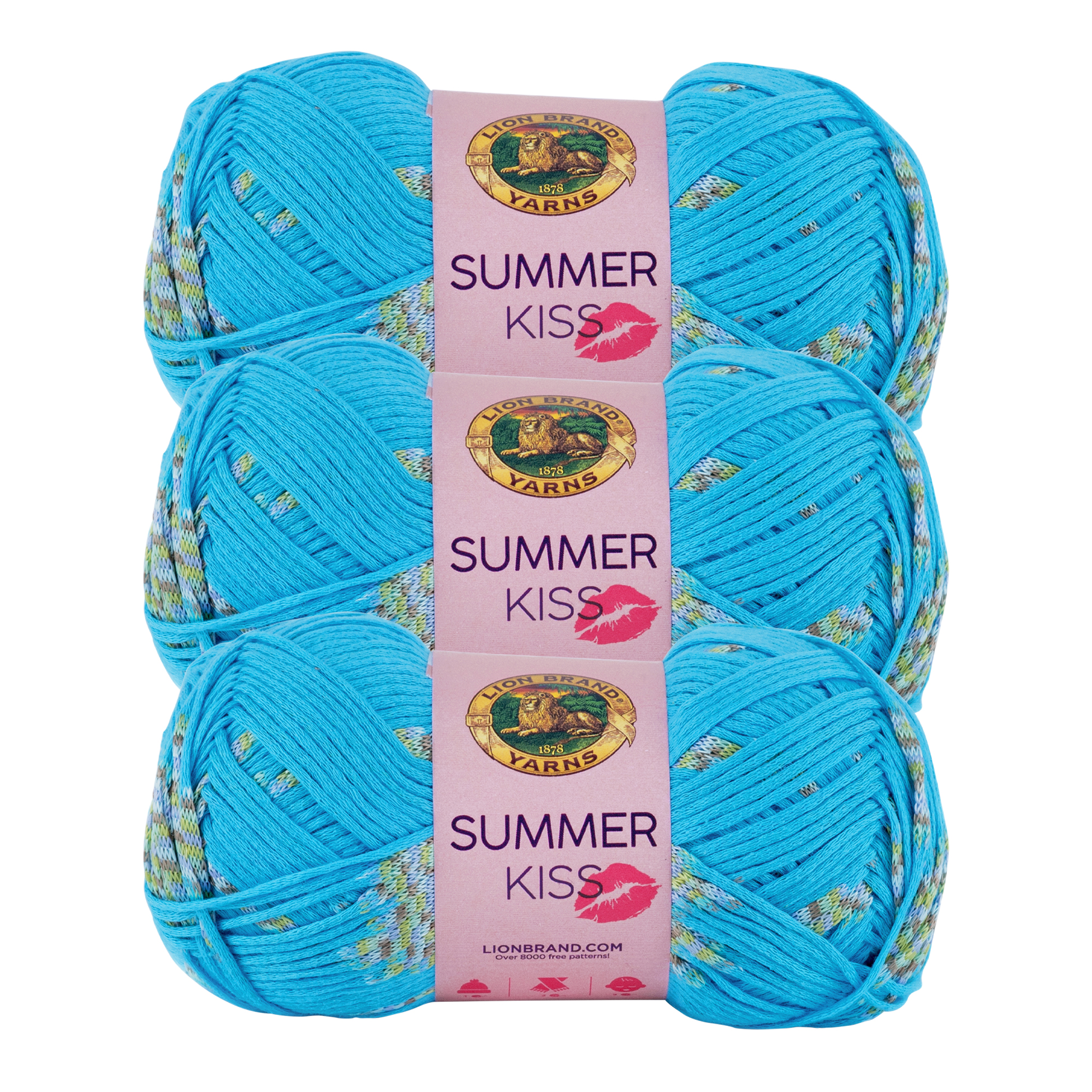 Lion Brand Yarn Summer Kiss Blue Raspberry ICord Medium Cotton