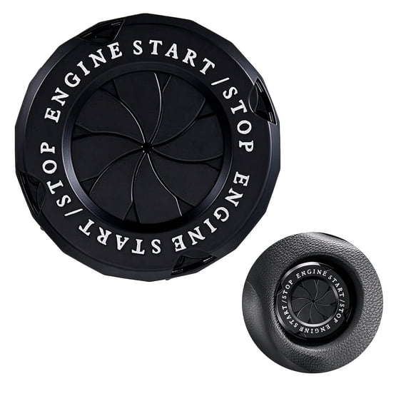 Rotary Push Start Button Cover, Universal Car Engine Start Button Cover, Car Stickers Interior Decor, Car Accessories Motorcycle Ignition Key Switch Cover (Black)