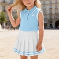 thumbnail image 2 of xfsWaSs Little Girls Clothes Toddler Outfit Sleeveless Polo Shirt Summer Tank Tops Pleated Skirt 2 Piece Set Preppy Style Kids Clothing Sets 6-7 Years, 2 of 6