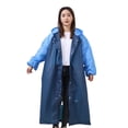 thumbnail image 2 of Opolski Raincoat Splicing Pattern Long Cap Rope Design Fashion Hooded Adult Raincoat for Unisex,Ultramarine, 2 of 8