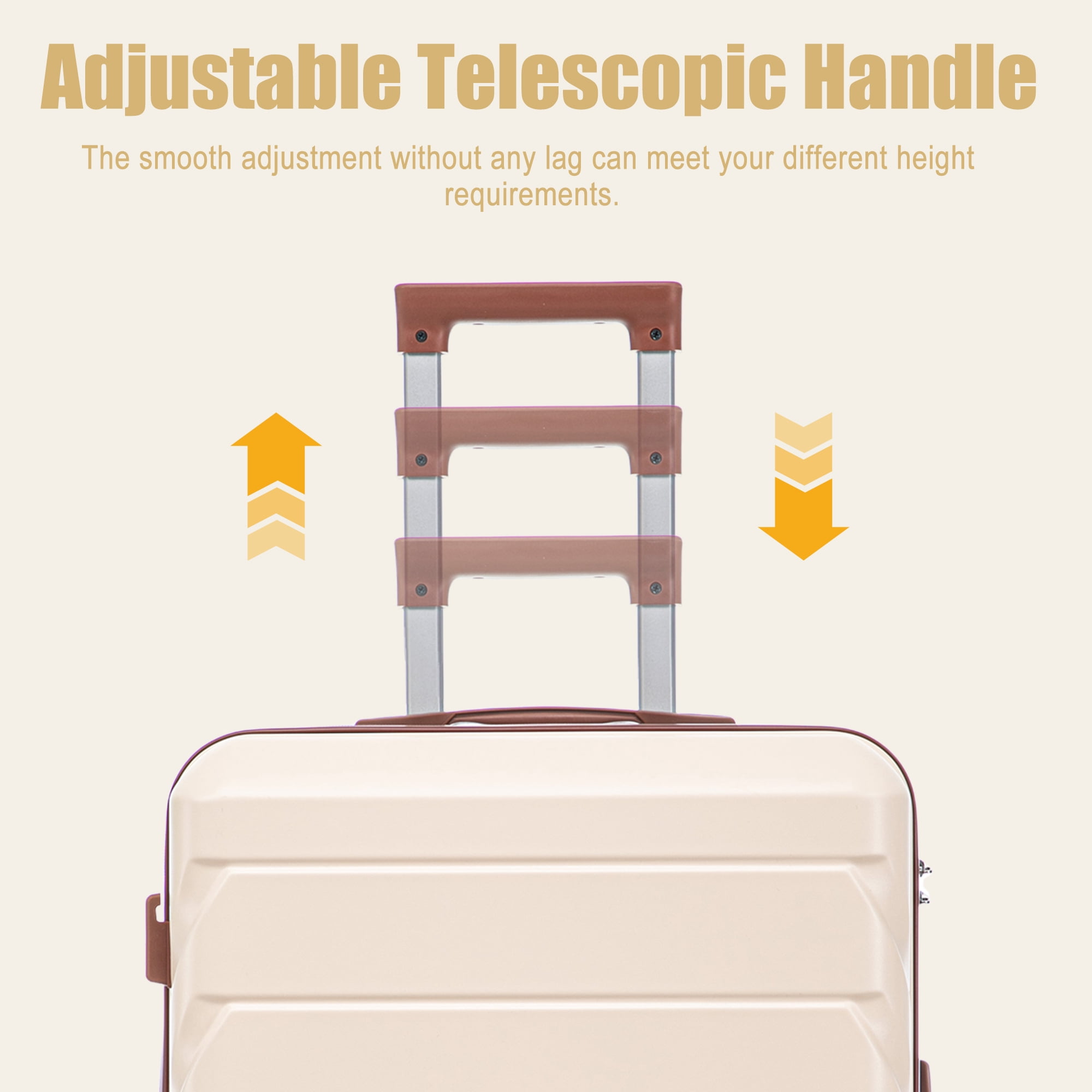 28 Inch ABS Hardside Checked Luggage, Scratch Resistant Spinner Suitcase with Combination Lock