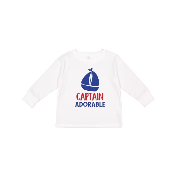 Inktastic Captain Adorable, Sail Boat, Sailing - Red Blue Boys Long Sleeve Toddler T-Shirt