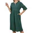 thumbnail image 2 of ALLLIST Summer Dresses for Ladies Green Midi A-Line Solid Casual Peplum for Women Size M-3XL, 2 of 9