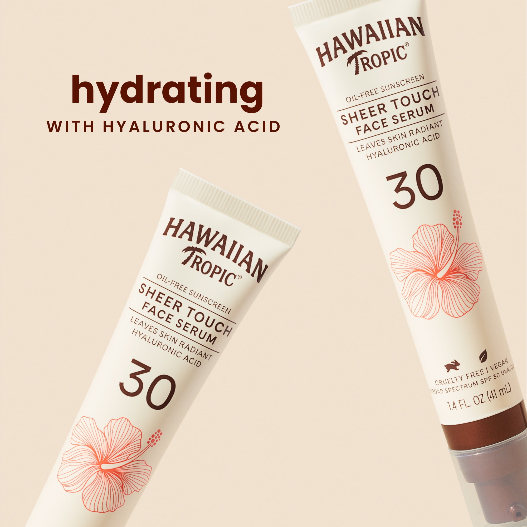 Hawaiian Tropic Sheer Touch Face Sunscreen Serum 1.4 Oz, SPF 30, Oil Free Sunblock
