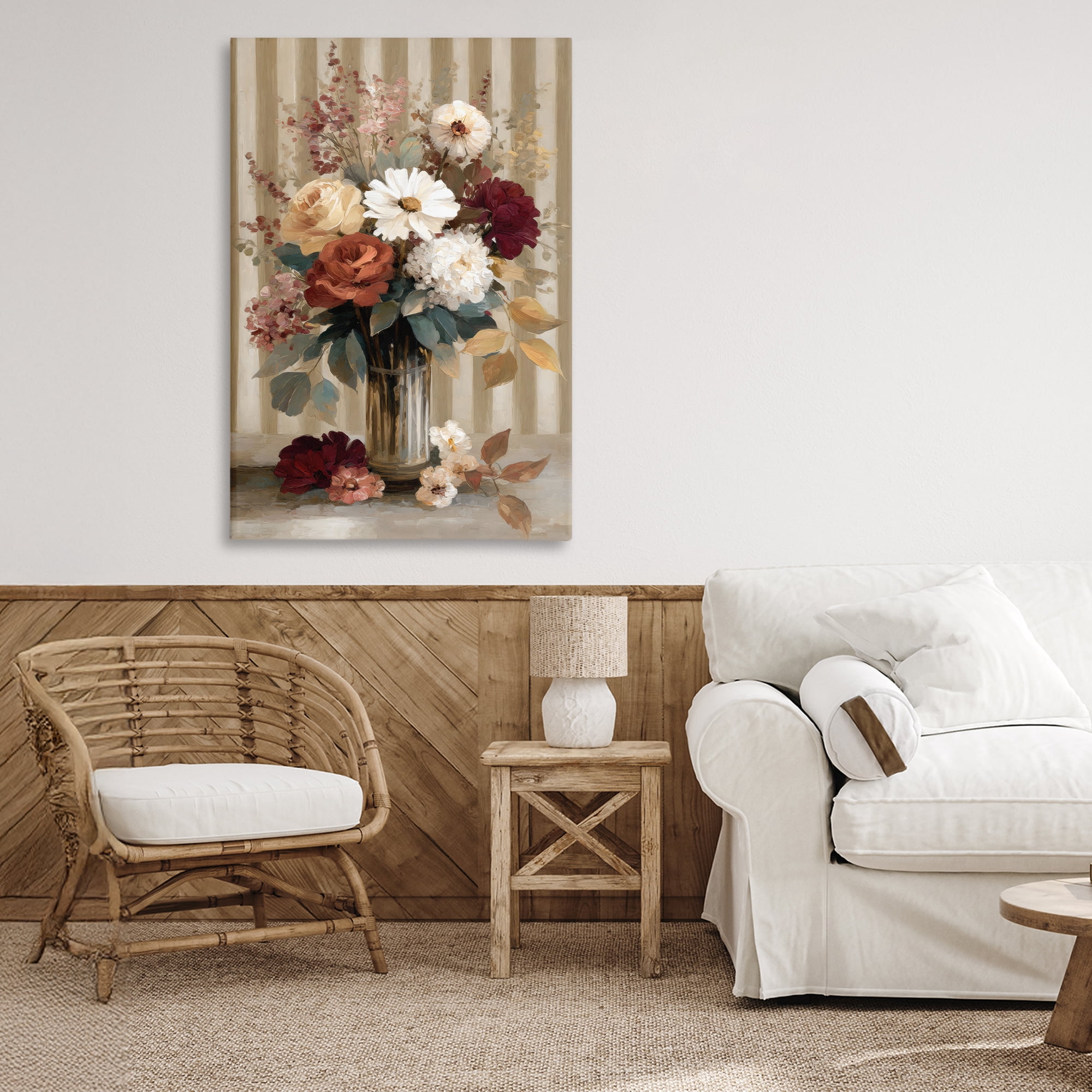 Stupell Industries Vintage Arrangement with Stripes Canvas Wall Art, design by Petal Prints Design