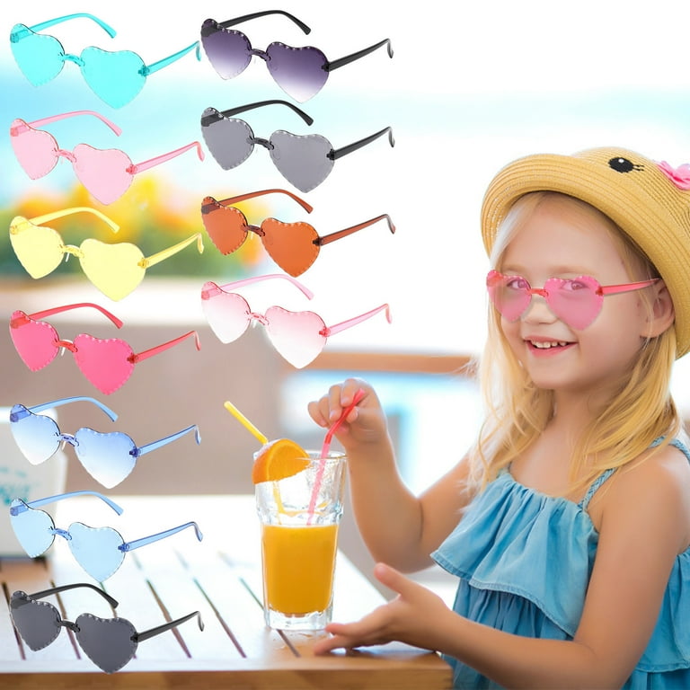 Penkiiy Heart Sunglasses Heart Shaped Rimless Sunglasses Kids
