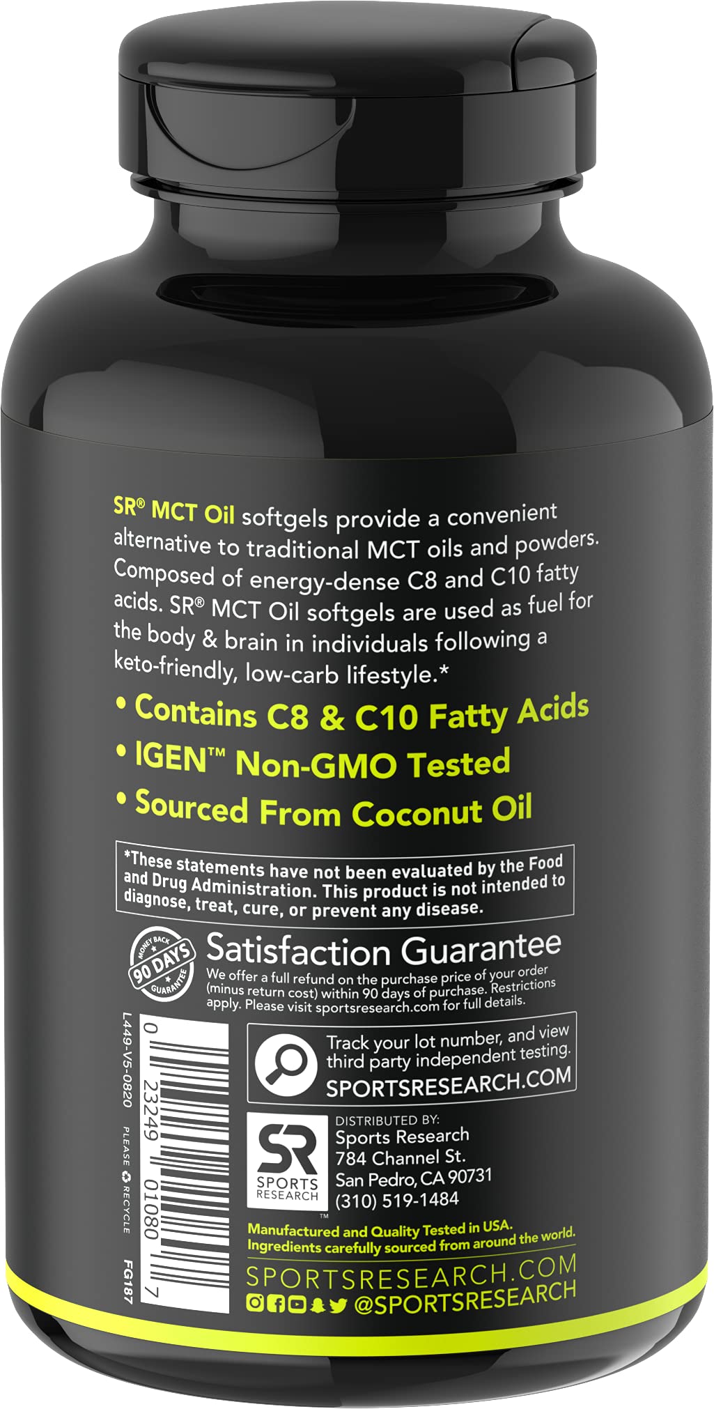 Sports Research MCT Oil 1000mg, 120 Softgels - Walmart.com