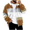 thumbnail image 3 of Dxzfnsa Sherpa Jackets for Men Mens Fleece Lined Long Sleeve Zip Up Hoodies Warm Fuzzy Casual Patchwork Color Coats, 3 of 6