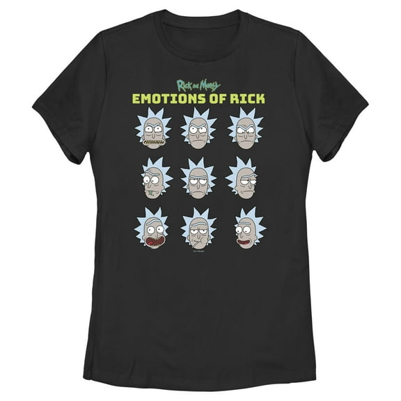Women's Rick And Morty Emotions of Rick Graphic Tee Black Large