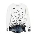 thumbnail image 6 of DOSUKRAI Womens Halloween Sweatshirt Funny Spooky Season Funny Long Sleeve Graphic Crewneck Pullover Tops Cute Ghost Sweater White,L, 6 of 6