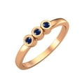 thumbnail image 2 of Round Shape Blue Sapphire Syn. Stackable Women Mother's Day Gift Ring 925 Silver Rose Vermeil Delicate Jewelry, 2 of 3