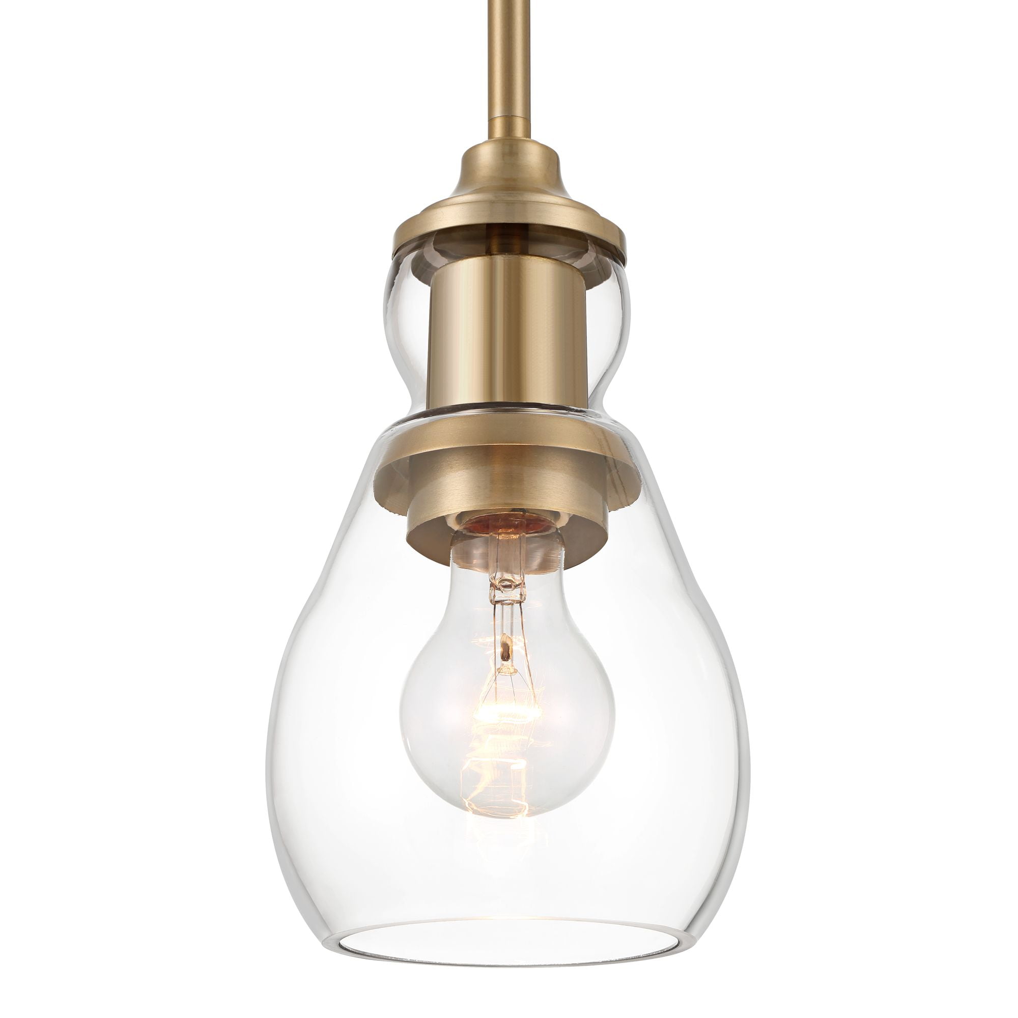 Possini Euro Design Nagano Warm Brass Mini Pendant Light 5 1/2" Wide Modern Clear Glass Fixture for Dining Room Kitchen Island