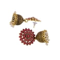 thumbnail image 2 of Crunchy Fashion Bollywood Jewellery Traditional Ethnic Bridal Bride Wedding Bridesmaid Gold Plated Meenakari Floral Maroon Jhumka Earrings With White Pearl For Women's & Girl's, 2 of 4