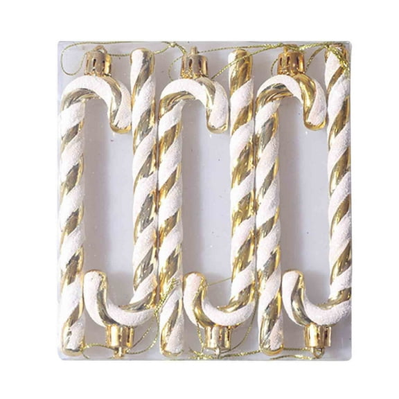 Green Christmas Candy Cane Ornaments Set Of 6 Hanging Tree Decorations Shatterproof Plastic Red Finial Decor 5.5 Inch Holiday Party Gift