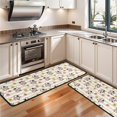 thumbnail image 3 of Cow and Flower Beige Pattern Anti Fatigue Kitchen Rugs Set Of 2, Non Slip Washable Decorative Floor Mats for Sink Laundry and Home Use, 17"x47", 3 of 5
