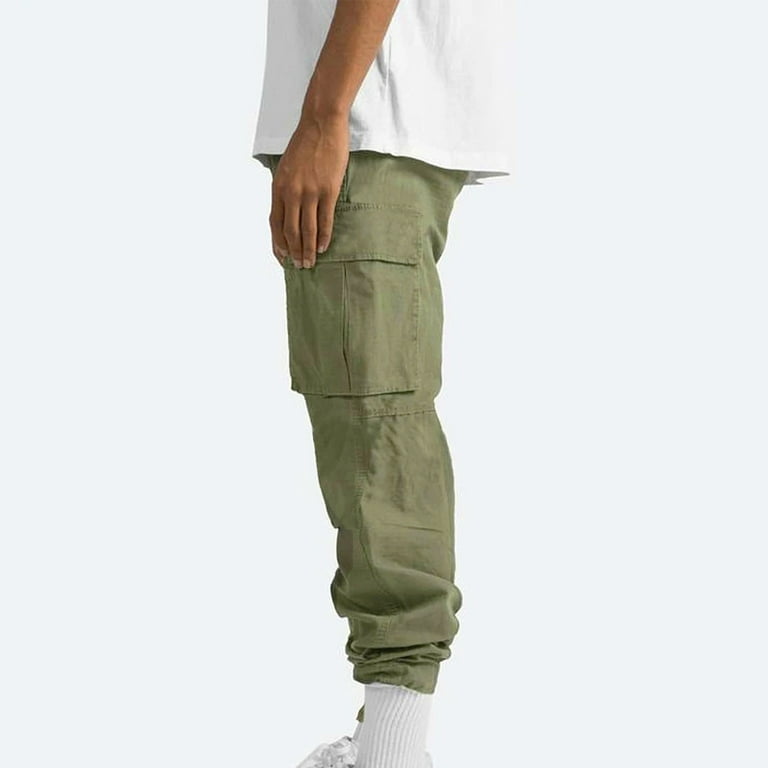 Kayannuo Cargo Pants for Men Deal Men Solid Casual Multiple Pockets Outdoor  Straight Type Fitness Pants Cargo Pants Trousers Army Green