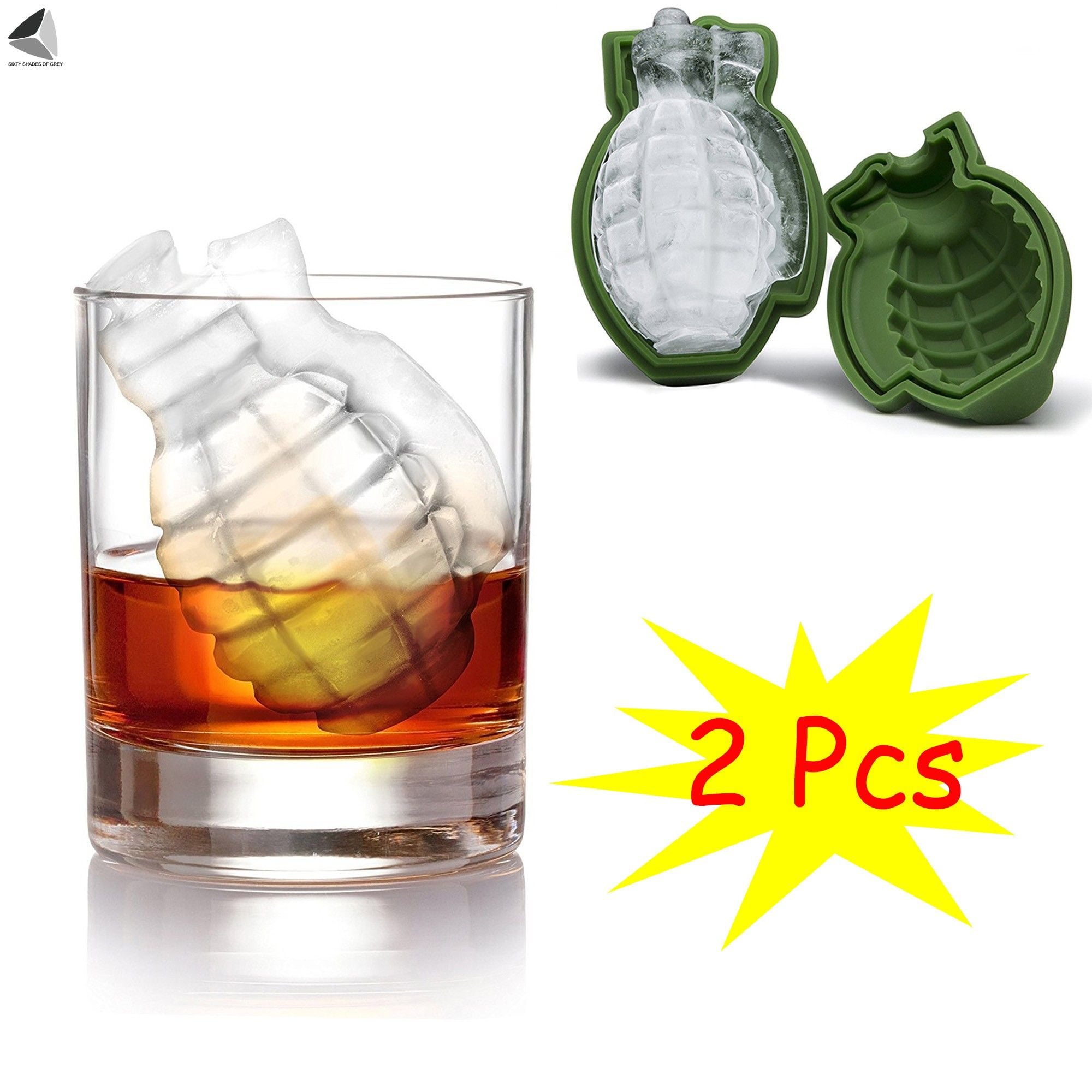 HOT 3D Grenade Shape Ice Cube Mold Maker Bar Party Silicone Trays DIY Green Mold 