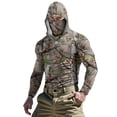 thumbnail image 2 of Xdegoge Deep Forest Bark Print Hooded Performance Shirt with Face Mask Men's Camouflage Baselayer Lightweight Woods Hunting Gear, 2 of 9