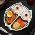 thumbnail image 6 of Walbest Toddler Plate Grid Design Shatter-resistant Stainless Steel Baby Panda/ Owl Shape Cartoon Dish Tableware(Not Include Spoon), 6 of 7