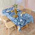 thumbnail image 4 of Blue Paisley Pattern Rectangle Tablecloth 60"x120",Waterproof Polyester Rectangle Table Cloth, Wipeable Spillproof Polyester Tablecloth for Dining, Camping, Indoor and Outdoor, 4 of 5