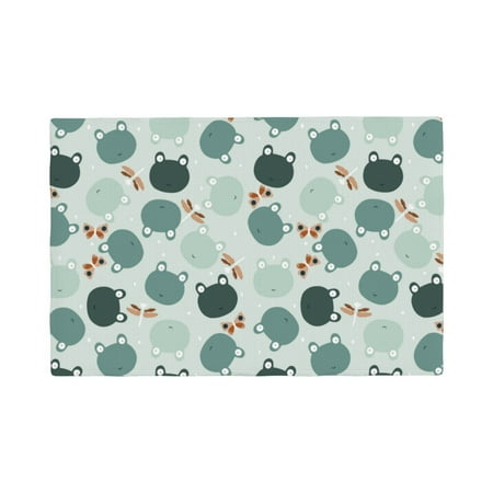 

Placemats Set of 4 Frog And Dragonflies Heat Resistant Non - Slip Place mats Waterproof table mat for Kitchen Dining-4片装