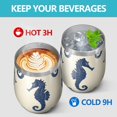 thumbnail image 4 of 12oz Stemless Wine Tumblers Ocean Seahorse Vacuum Insulated Stainless Steel Travel Tumbler Cups Mug with Lid and Straw for Champaign,Cocktail,Beer with Cleaning Brush, 4 of 5
