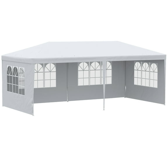 10x20 Party Tent with 4 Removable Walls, Wedding Canopy Gazebo, White