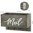 thumbnail image 2 of MyGift Wall Mounted Vintage Gray Wood Mail Organizer with Key Hooks, 2 of 7