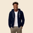 thumbnail image 3 of Dalix Smile Face Embroidered Zip Hoodie Fleece Long Sleeve Pocket Warm Soft Mens in Navy Blue 2XL XX-Large, 3 of 5