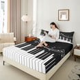 thumbnail image 4 of Homewish Musical Notes 4-Piece Full Size Sheets for Female Men Teens,Black White Bed Sheets,Music Piano Melody Lightweight Sheet Sets,Super Cozy Room Decor, 4 of 7