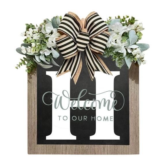 2026 New Last Name Year Round Front Door Wreath Front Door 26 Letter Farmhouse Wreath With Wreath Bow Spring Wreaths For Front Door Outside Hanger Decor